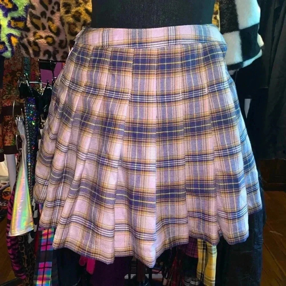 Pink plaid skirt